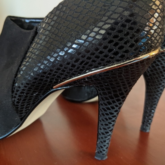 Stylettos, comfortable black boot snake / suede - Picture 5 of 7